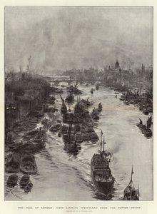 A, piscina, de, londres, vista, olhar, para o oeste, de, a, ponte torre
